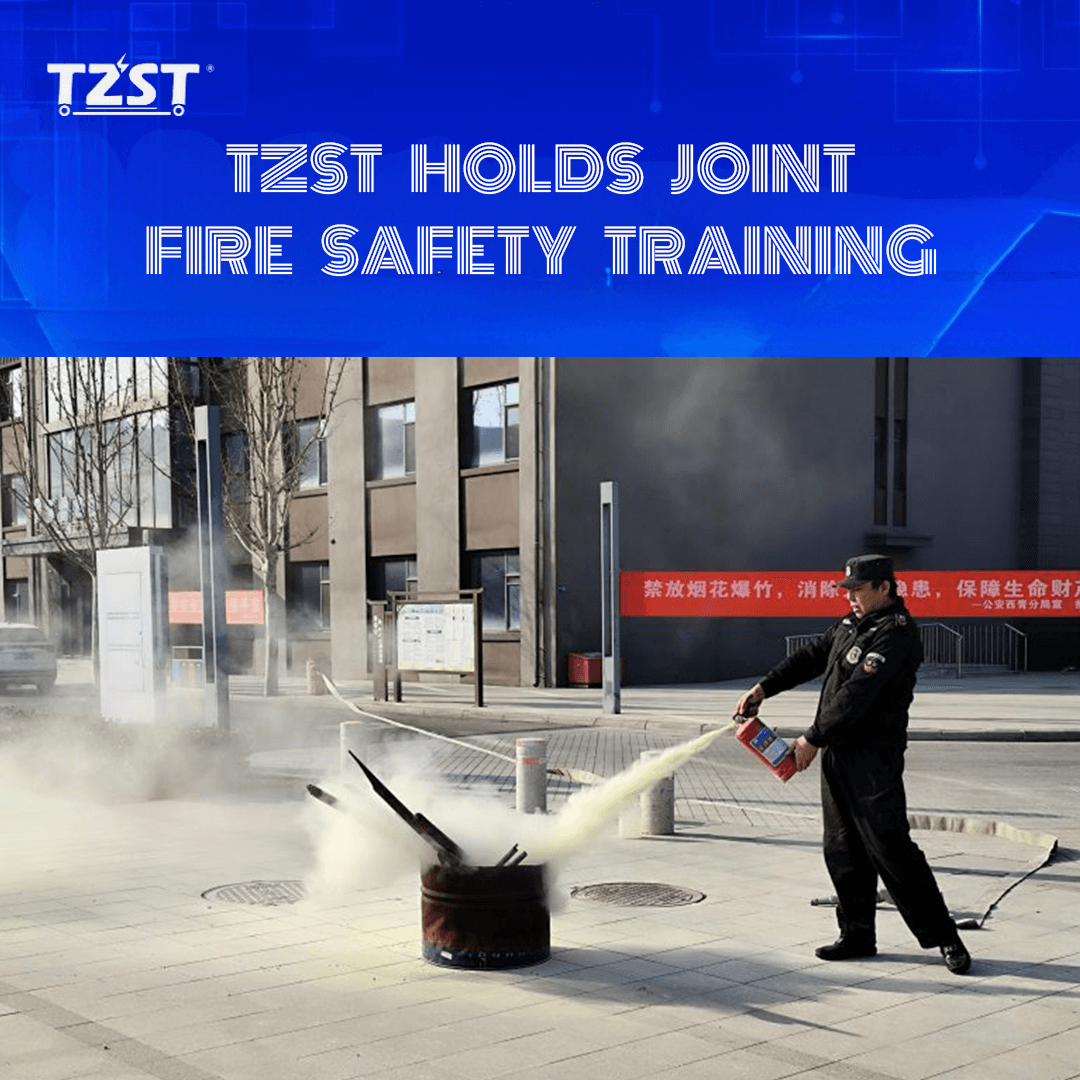 TZST employees practicing with fire extinguishers during a fire safety drill at Zhongbei Digital Science Park