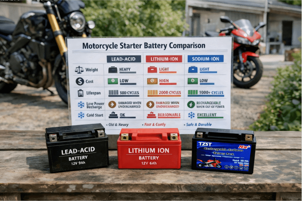 sodium ion vs lead acid motorcycle battery